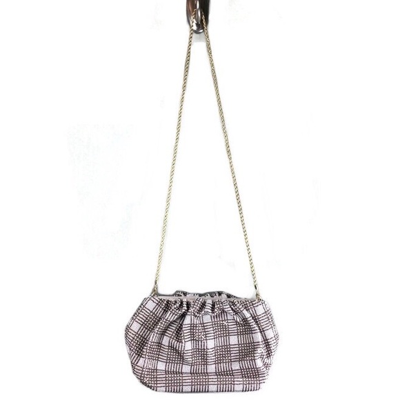 NWOT Loeffler Randall Mini Analeigh Plaid Beaded Twisted Chain Clutch - Picture 2 of 14